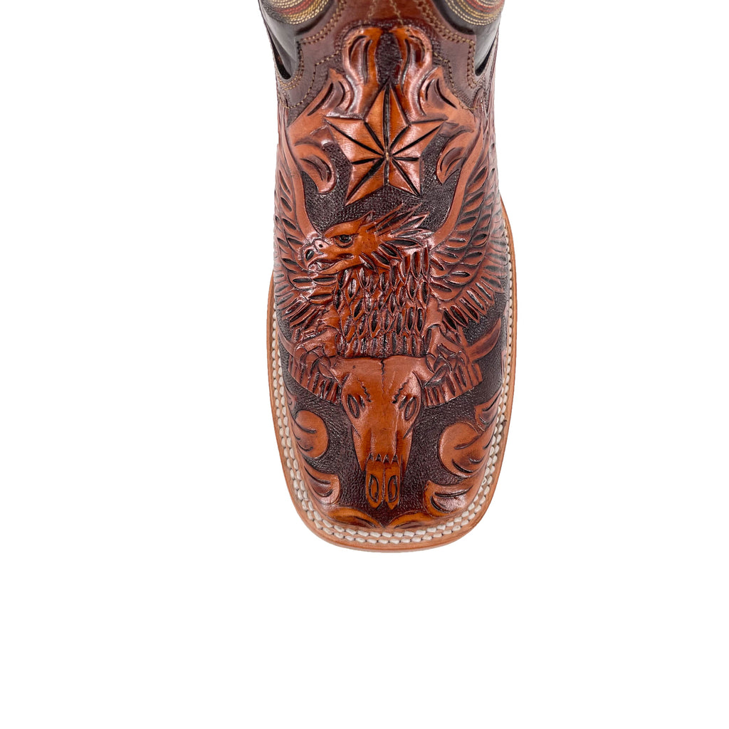 Men's Bulldog Hand Tooled Boots- Wrath of the Eagle Bitone