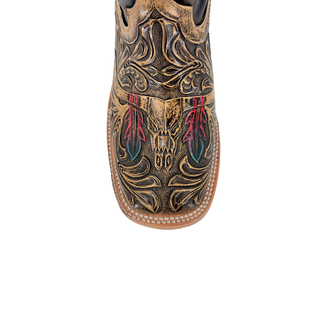 Women's Bulldog Hand Tooled Boots - Long Horn