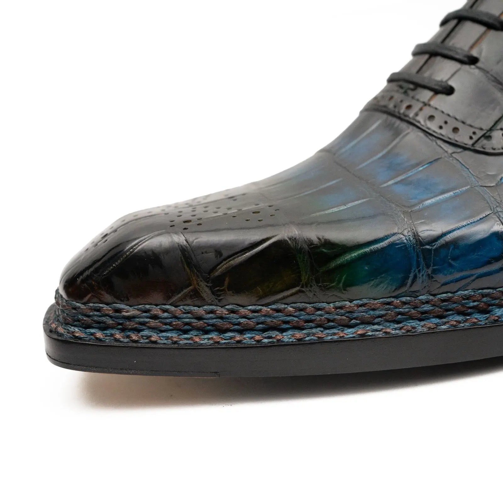 BLUE Crocodile Oxford Shoes Goodyear Norwegian 8015