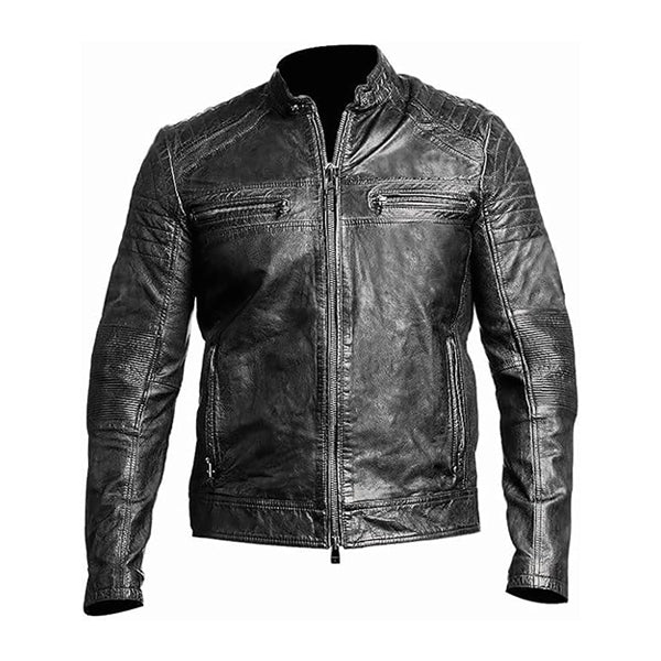 Men’s Vintage Moto Leather Jacket Black