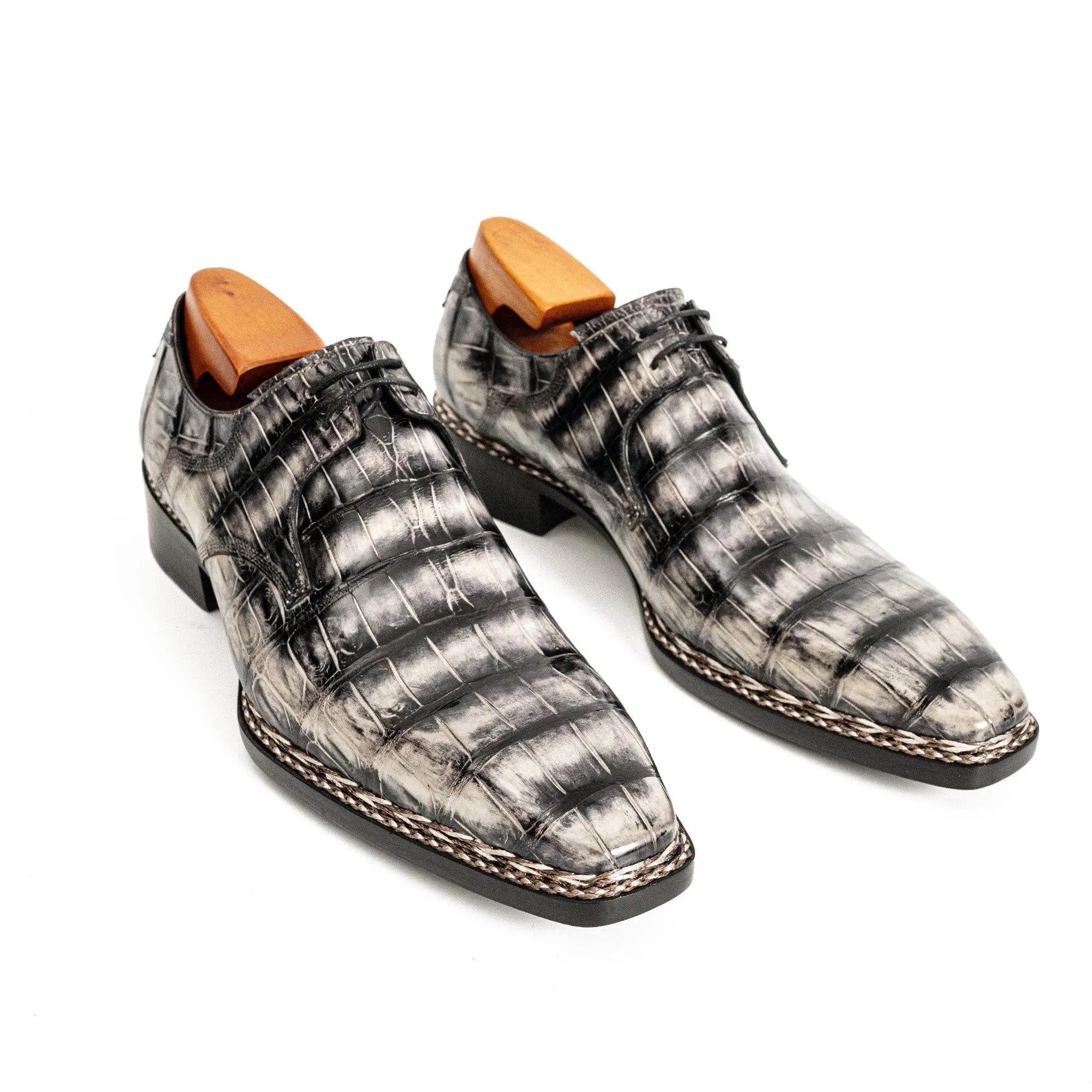 Black Croc-Pattern Norwegian Oxford