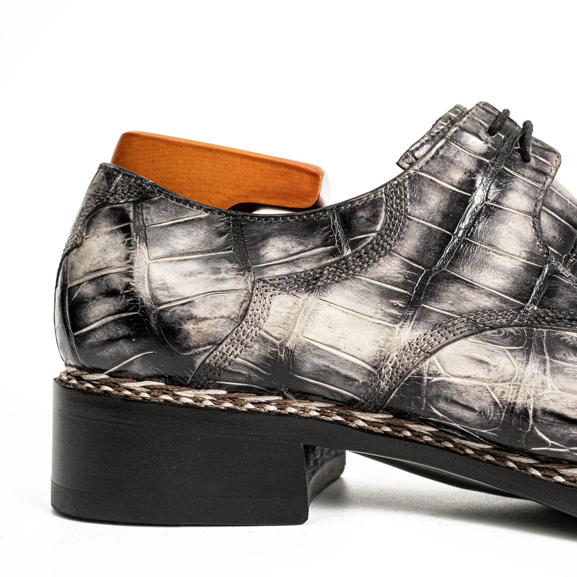 Black Croc-Pattern Norwegian Oxford