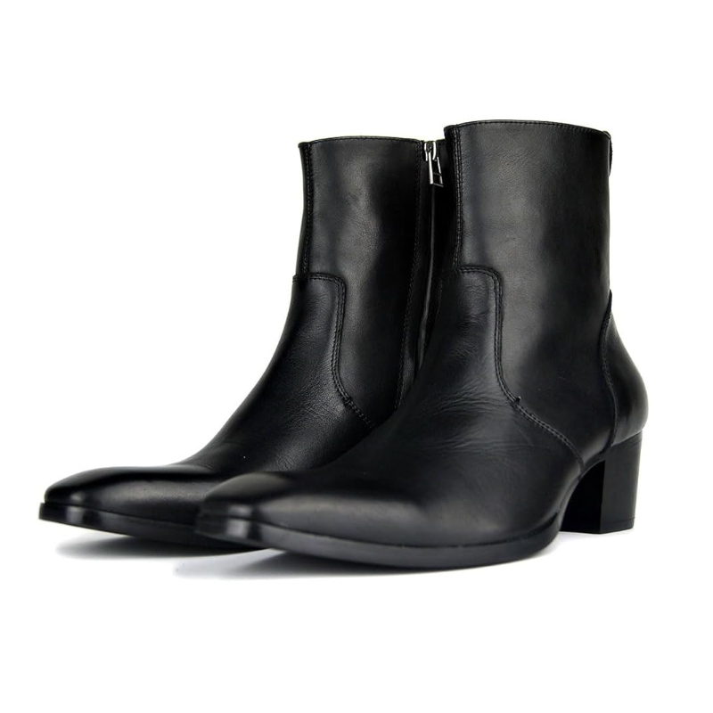 Dress Boot for Men Leather Chelsea Boots Mild Heel Shoes OS-JY002-US