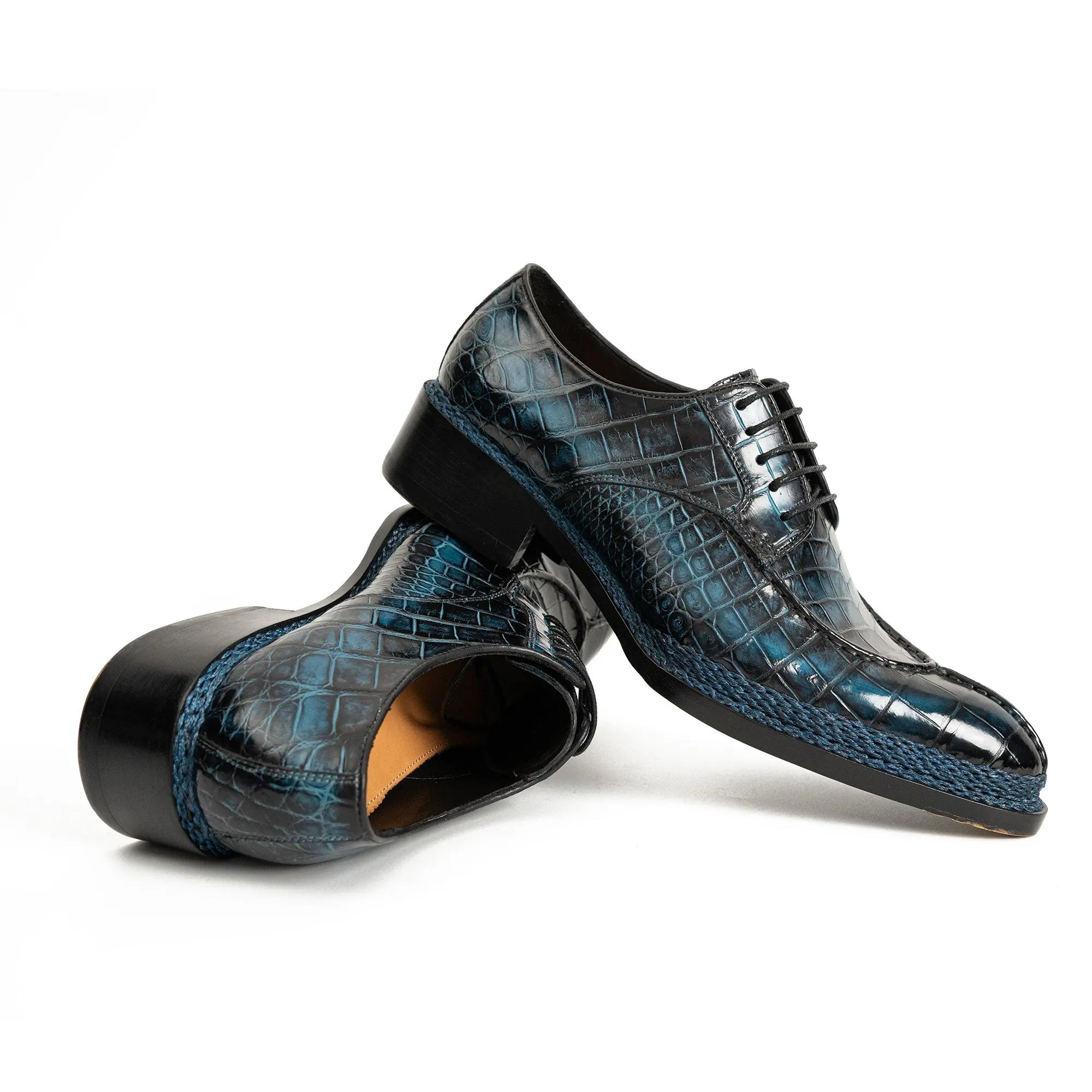 Blue Patina Crocodile Norwegian Oxford 8002