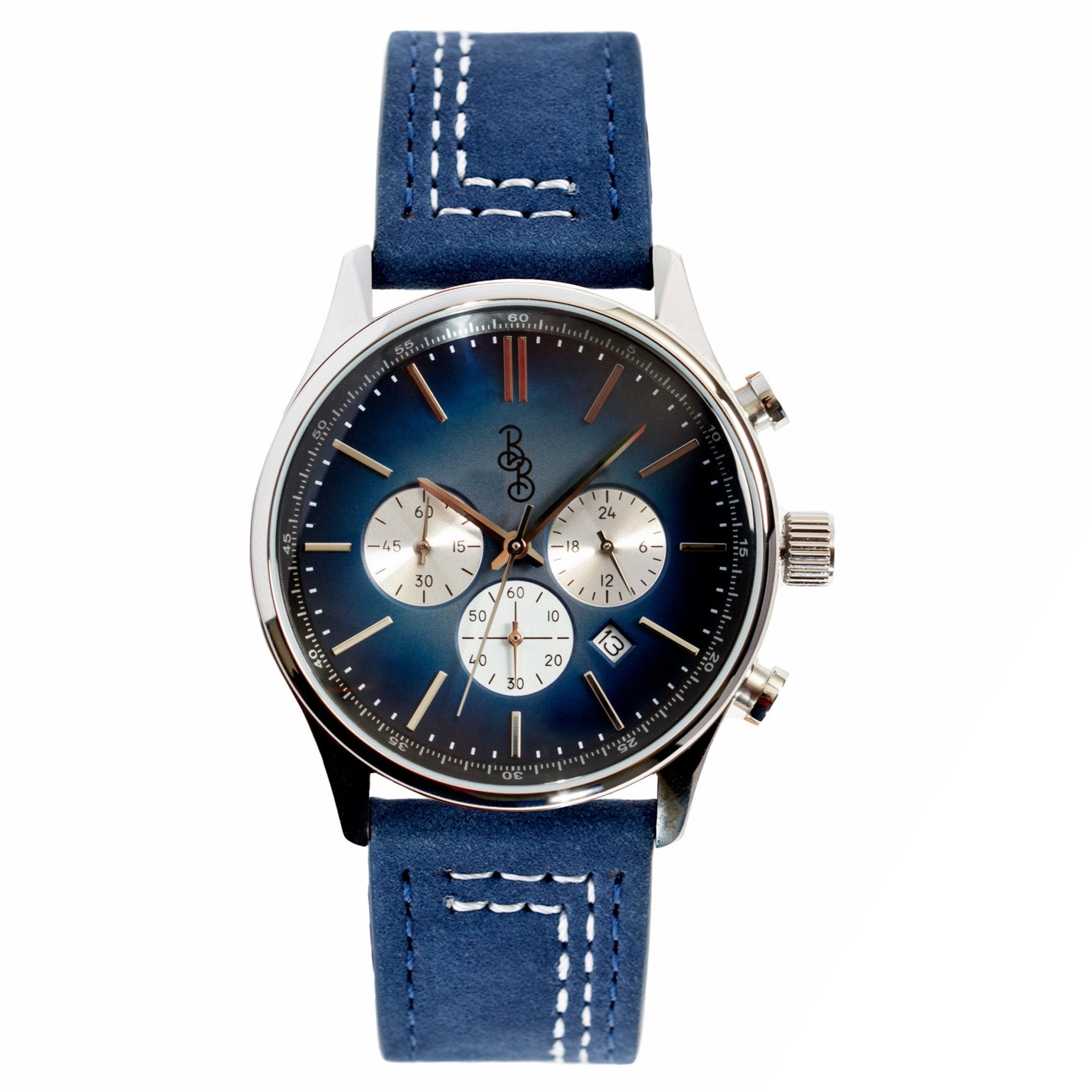 Blue Retro Chronograph 41mm Blue Leather