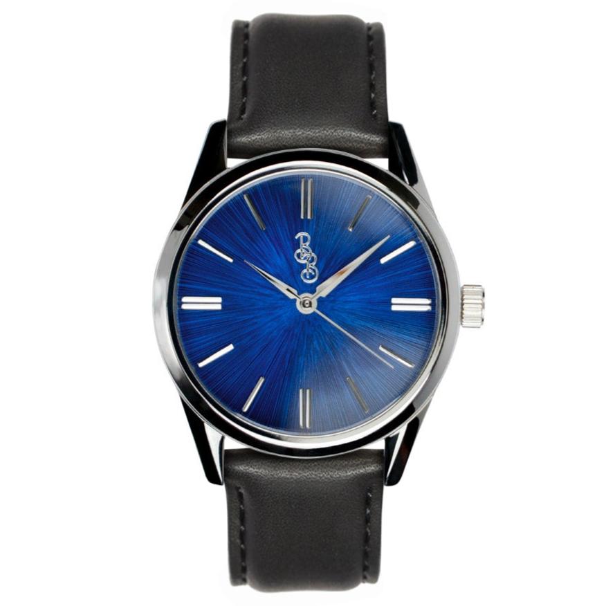 Blue Sunburst Watch 39mm Black Leather