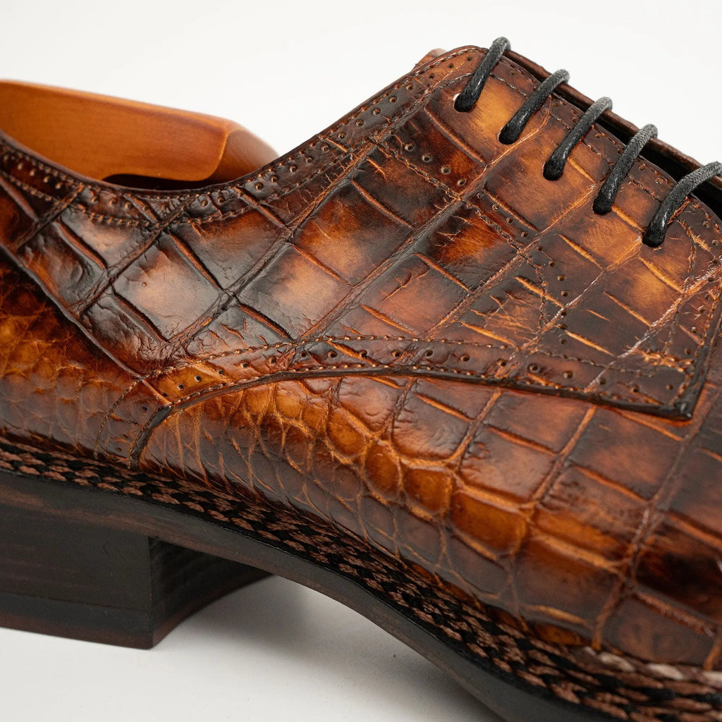 Classic Brown Crocodile Norwegian Derby Shoes