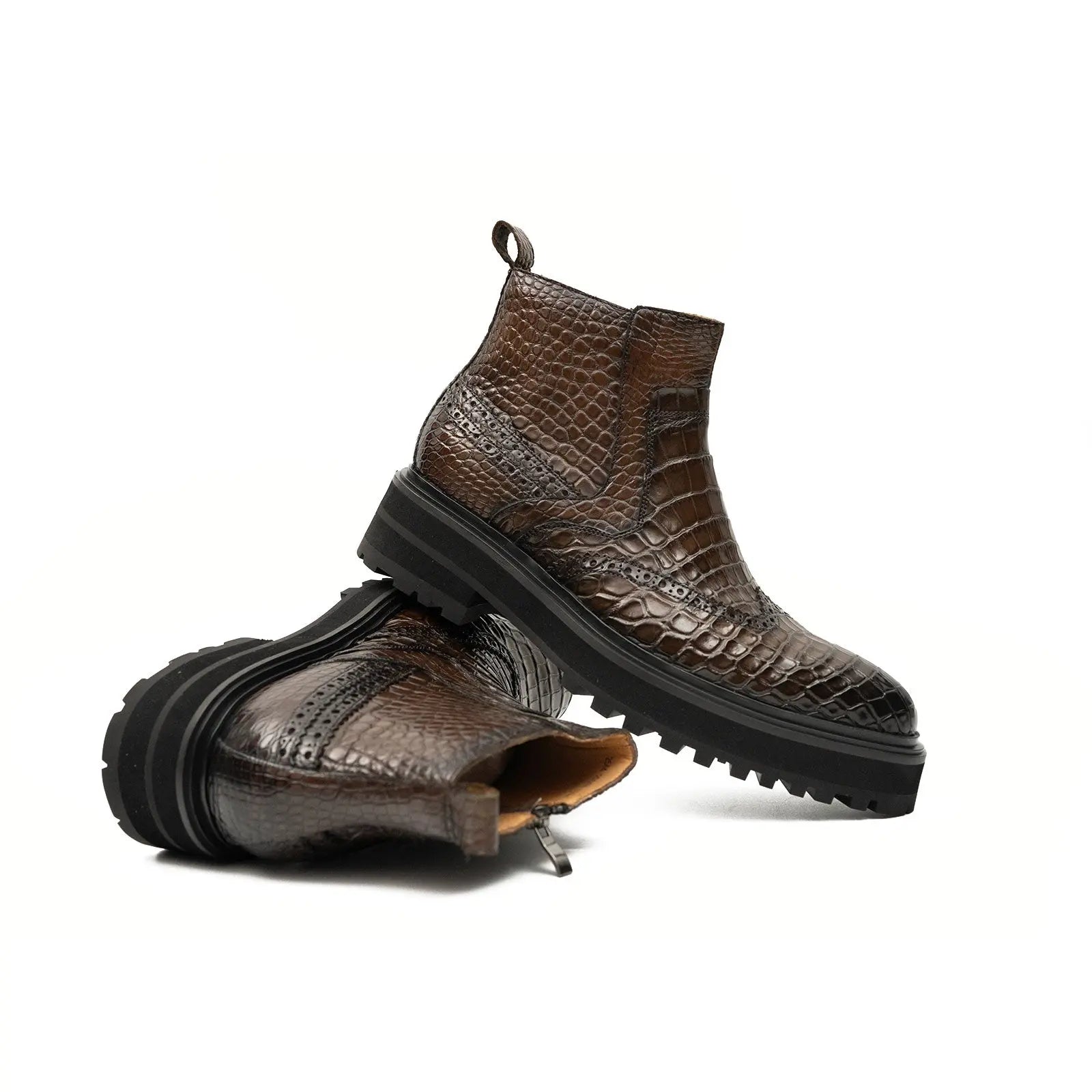 Crocodile - Skin Chelsea Boots with Chunky Sole