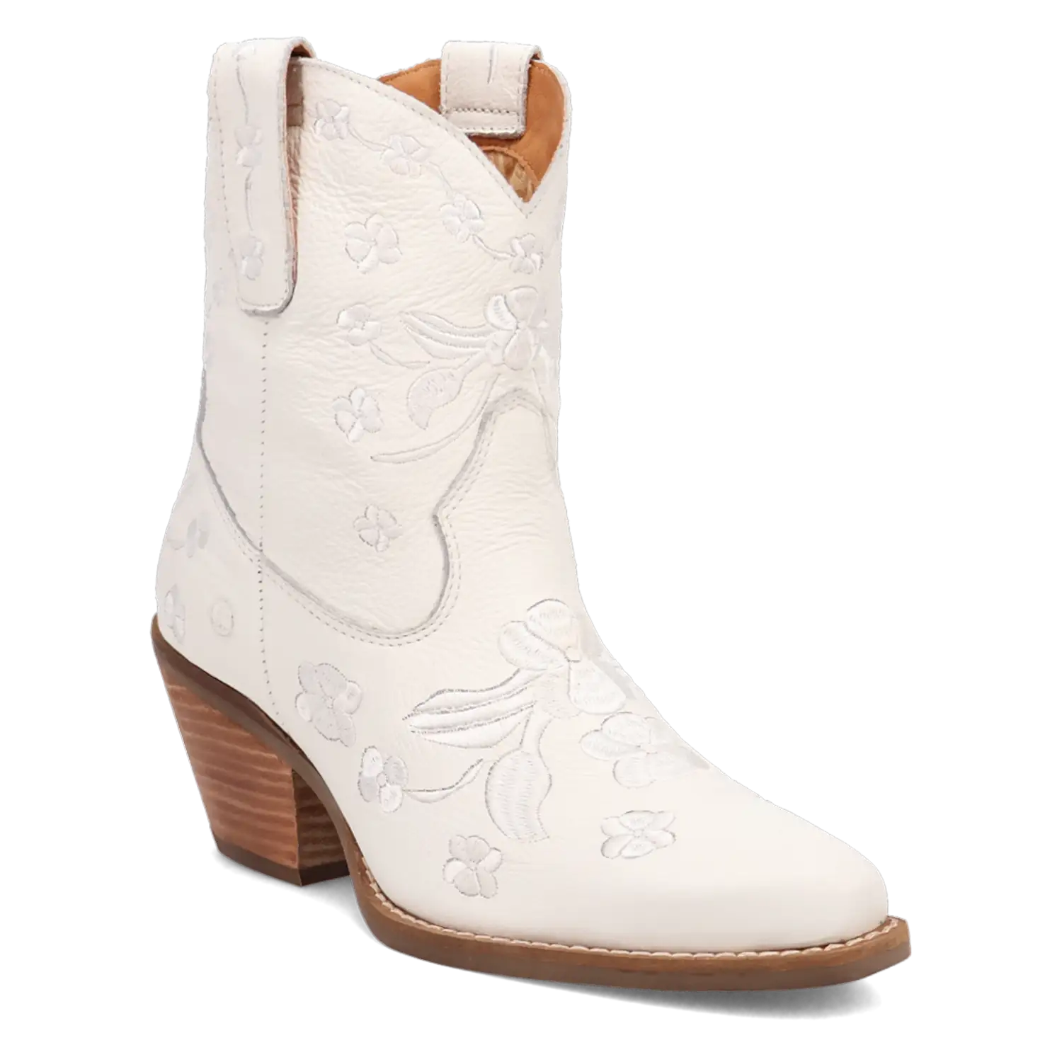 Dingo Sweetheart - Women's Leather Ankle Cowgirl Boots White Regular