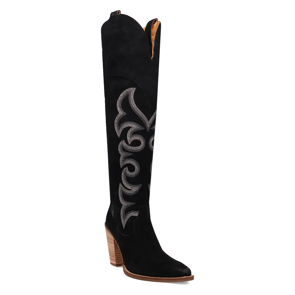 Dingo Primadonna - Women's Suede Leather Cowgirl Boots Black Regular
