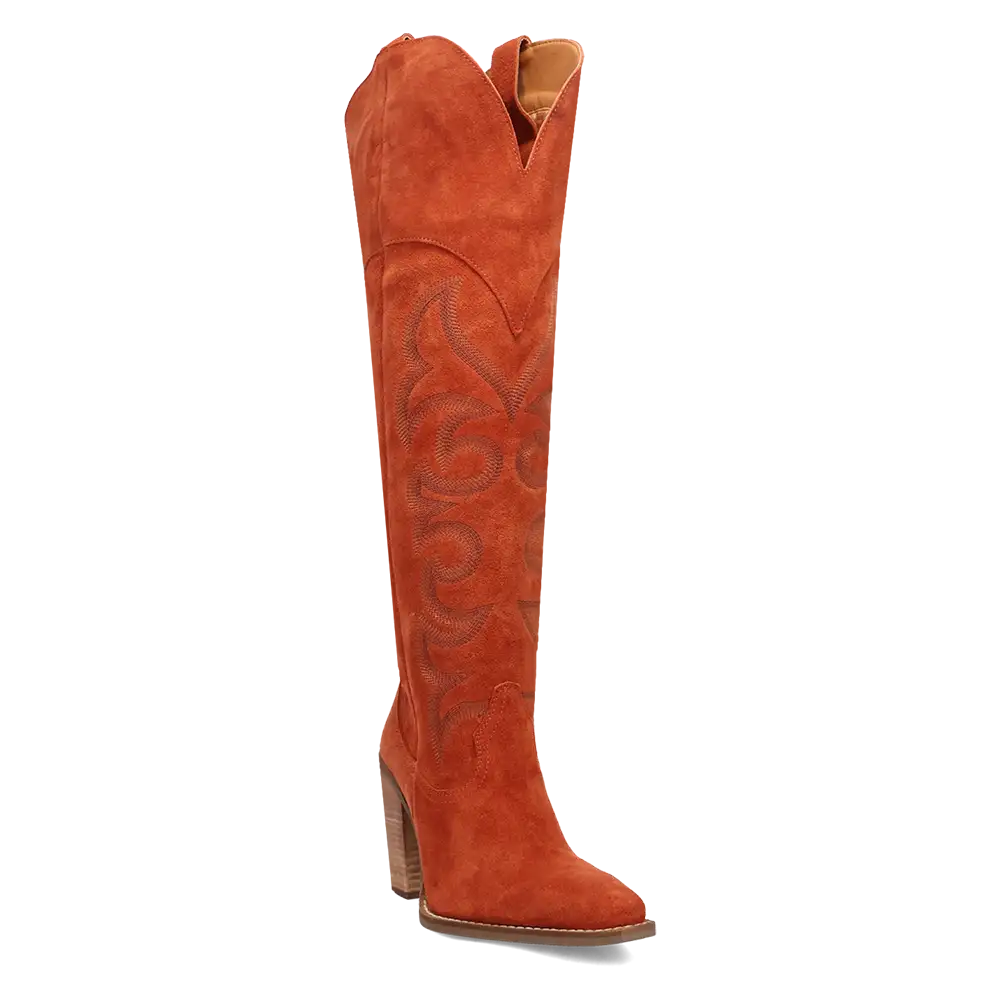 Dingo Primadonna - Women's Suede Leather Cowgirl Boots Rust Regular