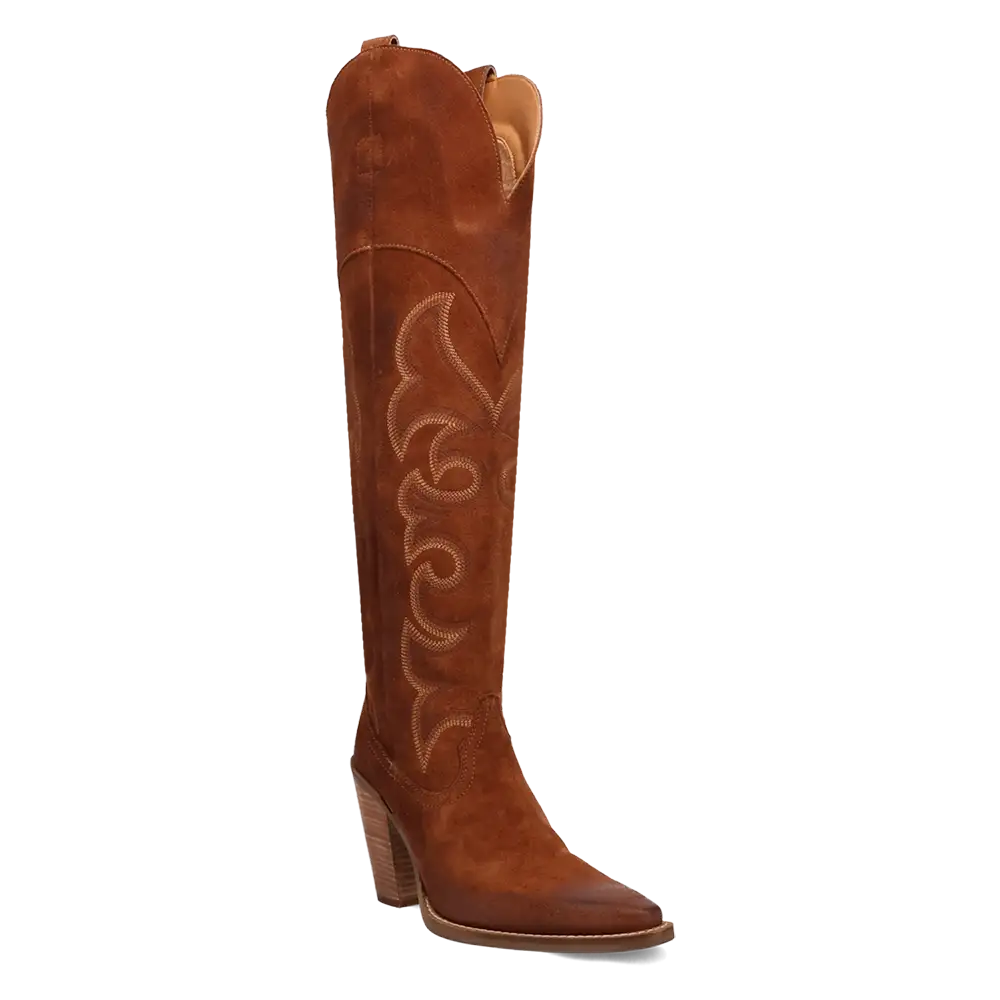 Dingo Primadonna - Women's Suede Leather Cowgirl Boots Brown Regular
