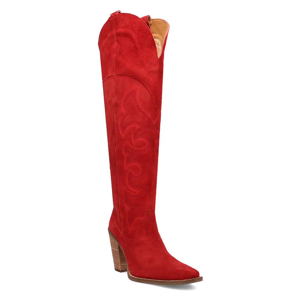 Dingo Primadonna - Women's Suede Leather Cowgirl Boots Red Regular