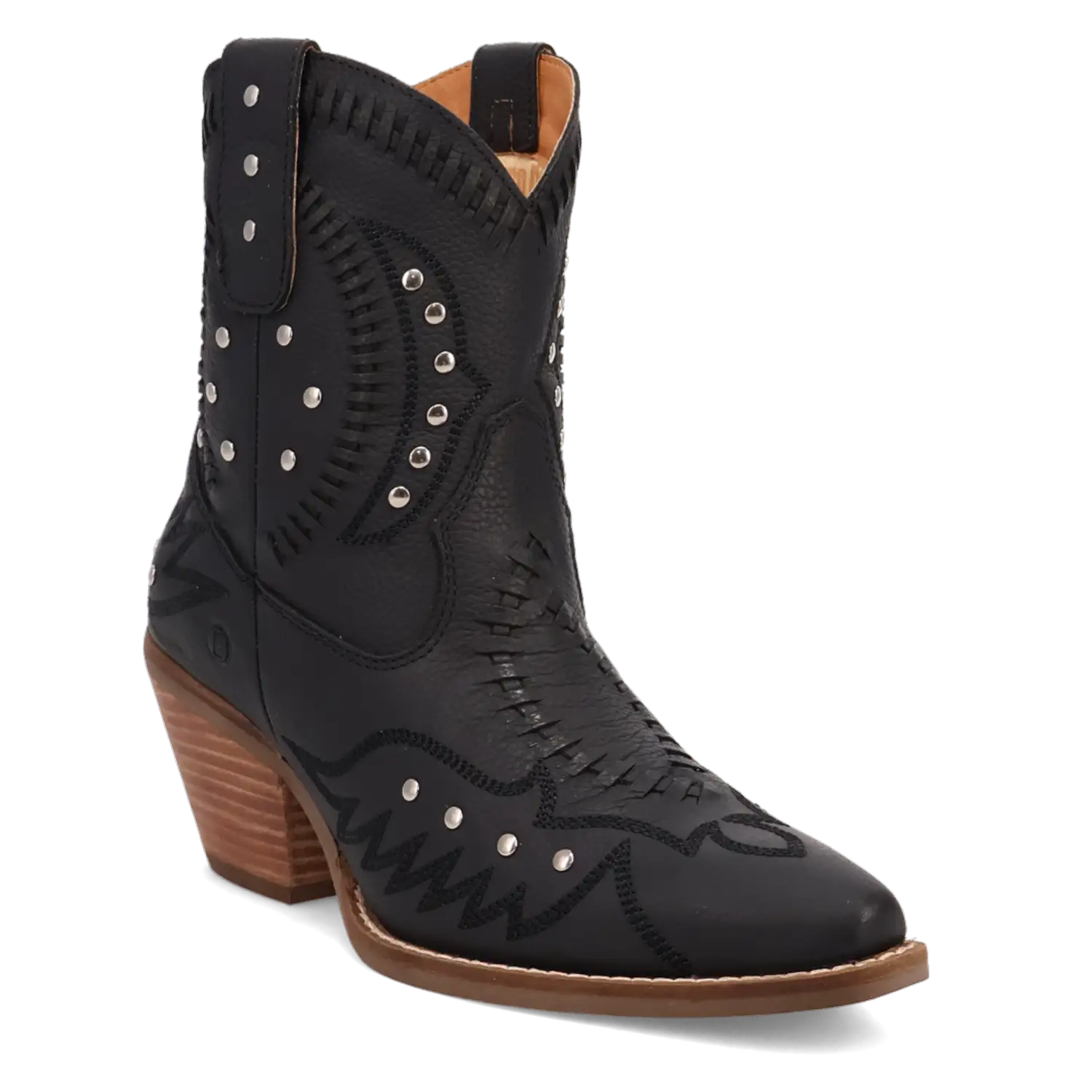 Dingo Precious - Women's Leather Ankle Cowgirl Boots Black Regular