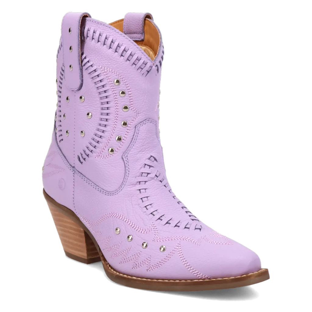 Dingo Precious - Women's Leather Ankle Cowgirl Boots Lavender Regular