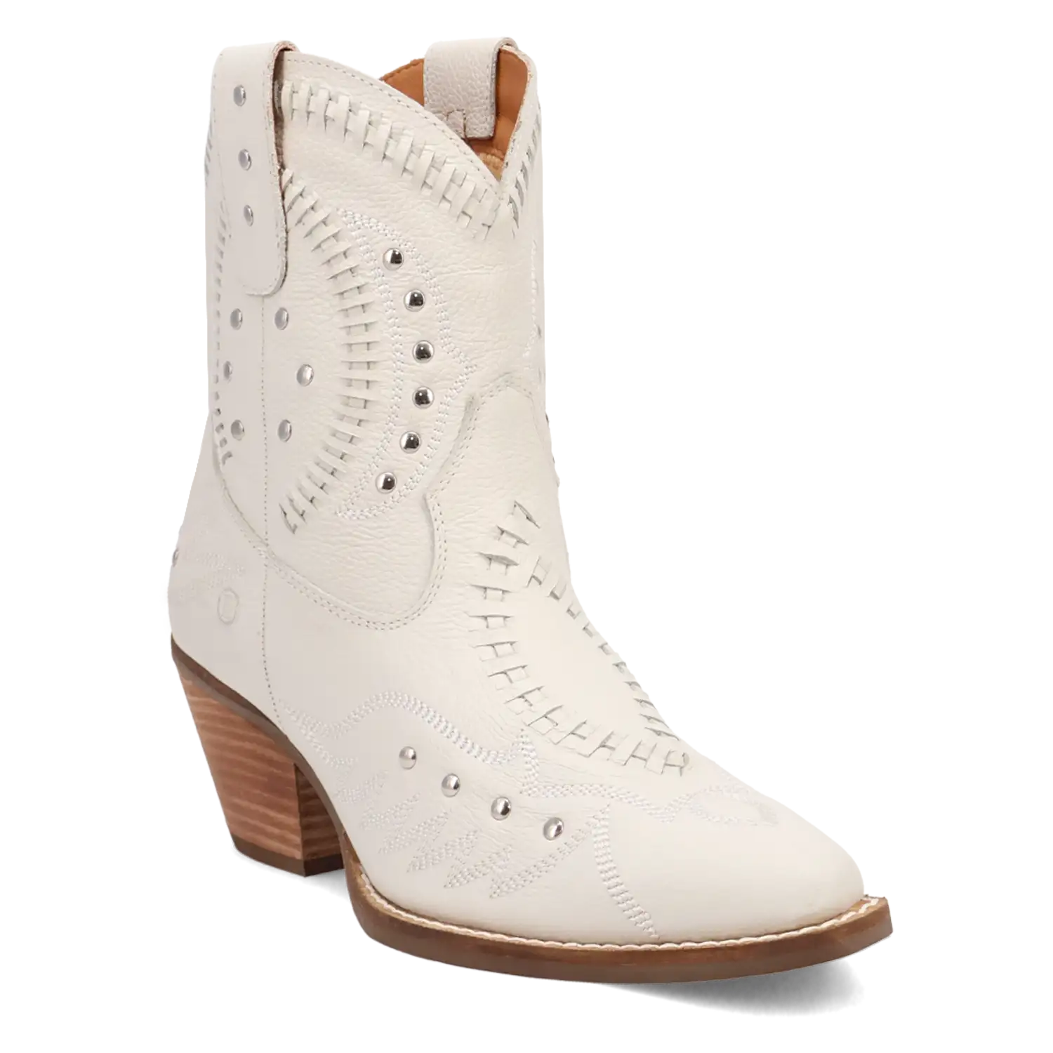 Dingo Precious - Women's Leather Ankle Cowgirl Boots White Regular
