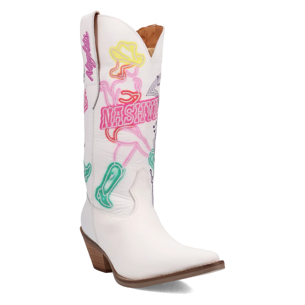 Dingo Nashville Nights - Women's Leather Cowgirl Boots White Regular