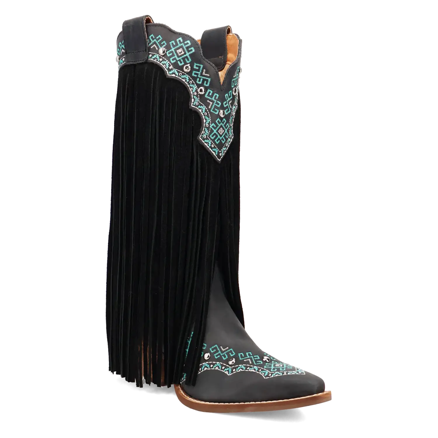 Dingo Tequila Sunrise - Women's Suede Leather Cowgirl Boots Black Regular