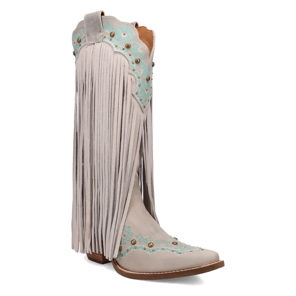 Dingo Tequila Sunrise - Women's Suede Leather Cowgirl Boots Off White Regular