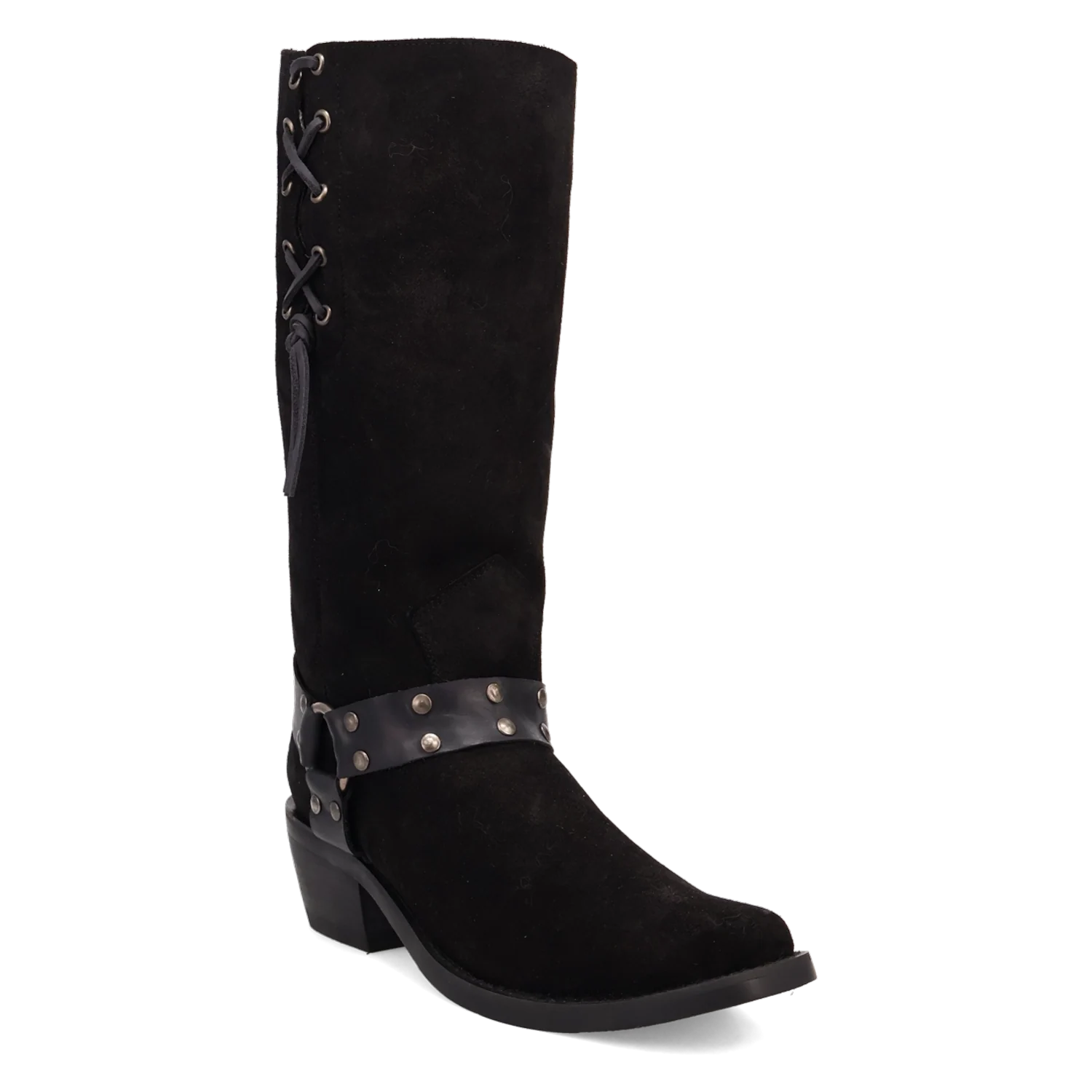 Dingo Bronco - Mens Suede Leather Cowboy Boots Black Regular