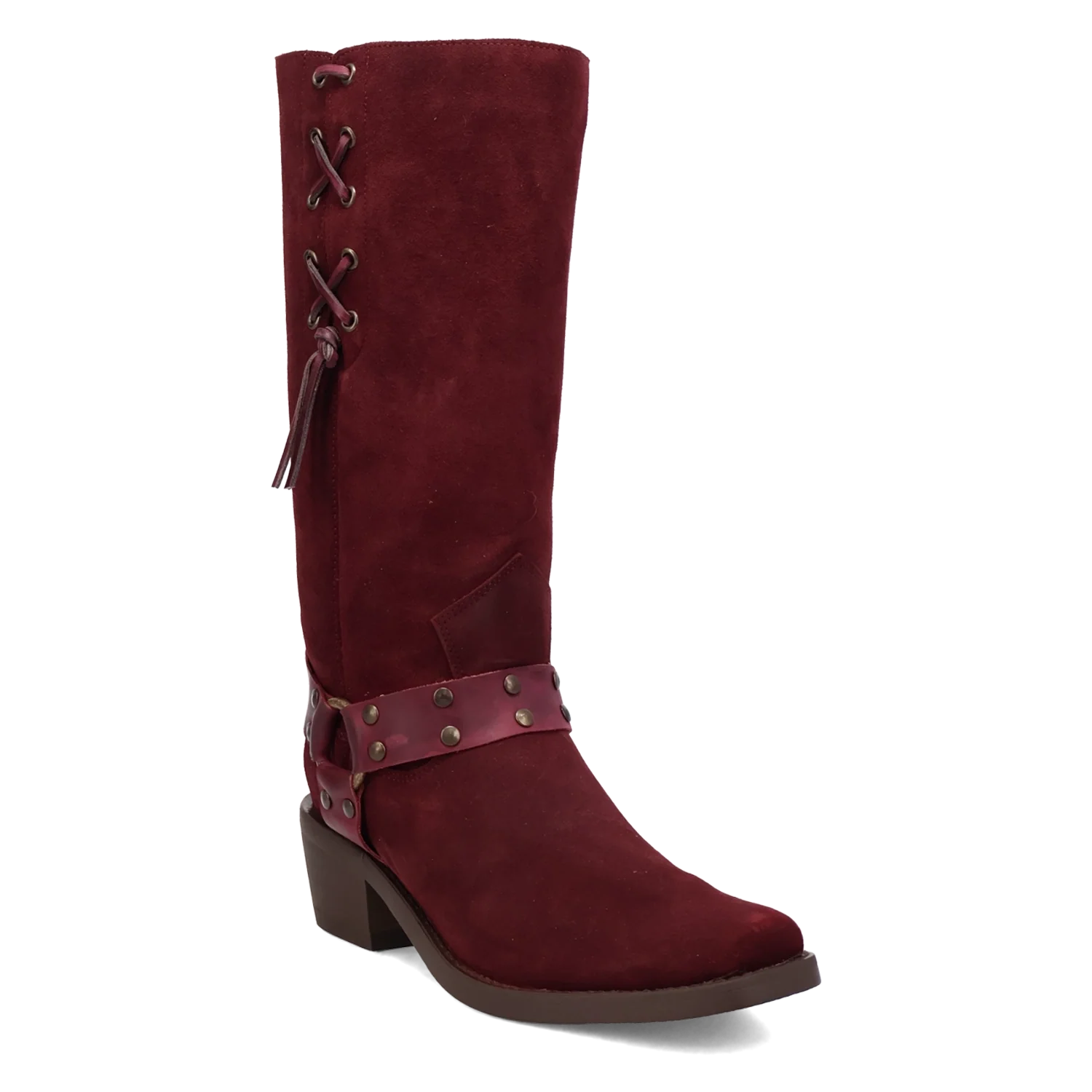 Dingo Bronco - Mens Suede Leather Cowboy Boots Burgundy Regular