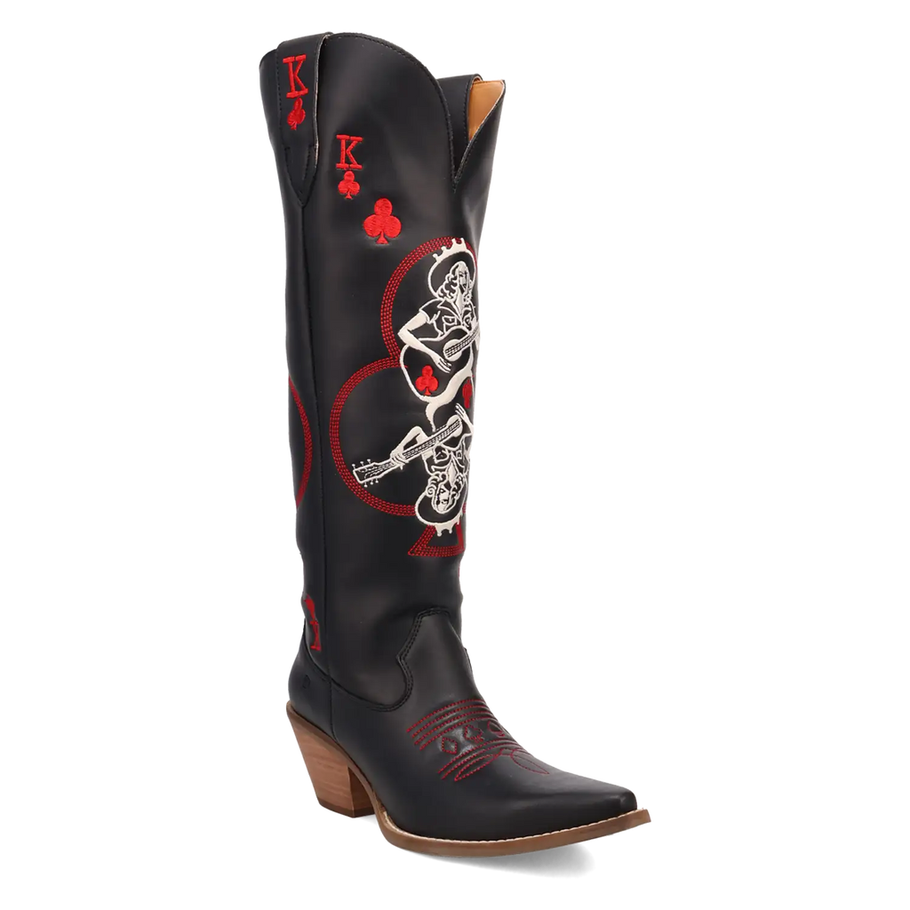 Dingo King of Clubs - Women's Leather Cowgirl Boots Black Regular