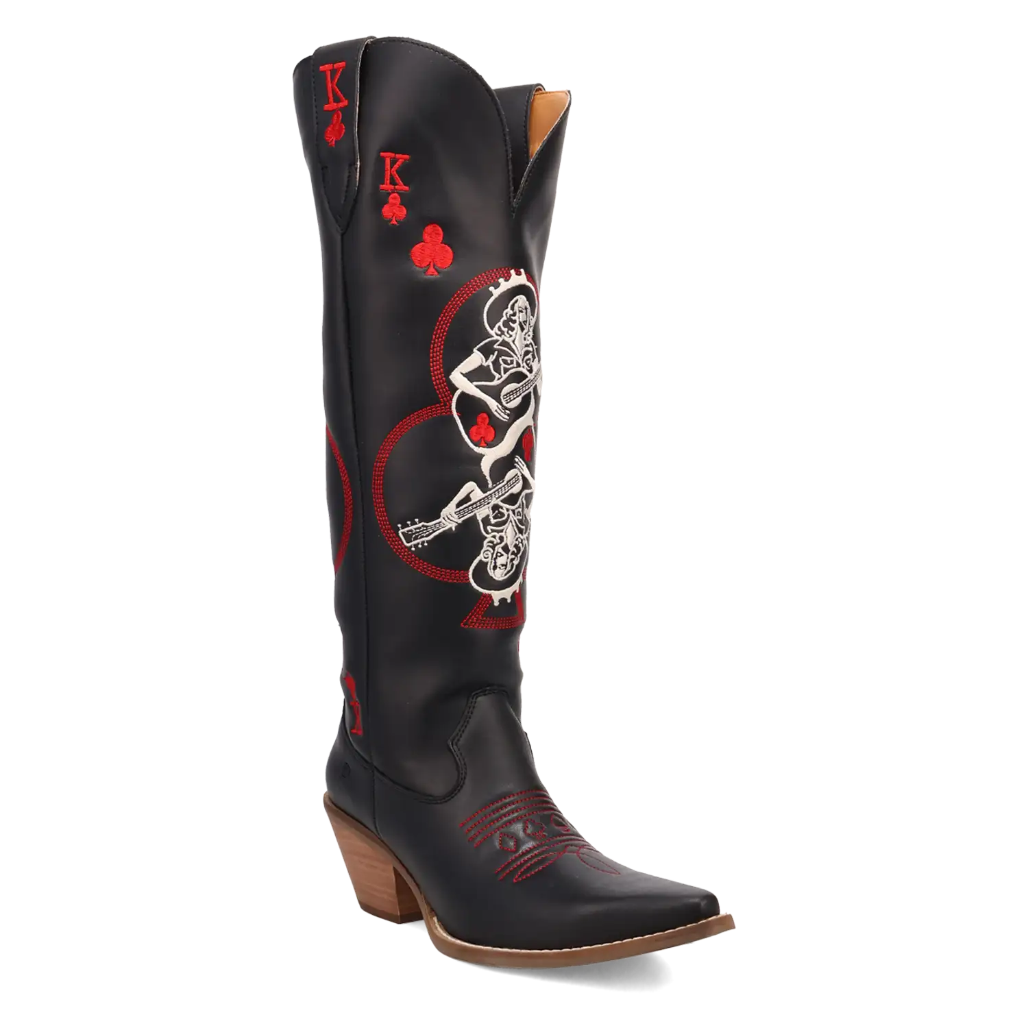 Dingo King of Clubs - Women's Leather Cowgirl Boots Black Regular