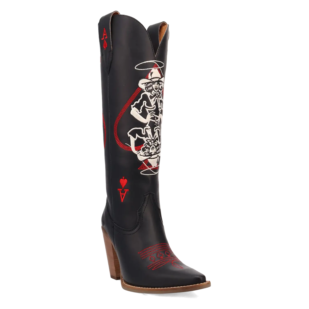 Dingo Ace of Spades - Women's Leather Cowgirl Boots Black Regular