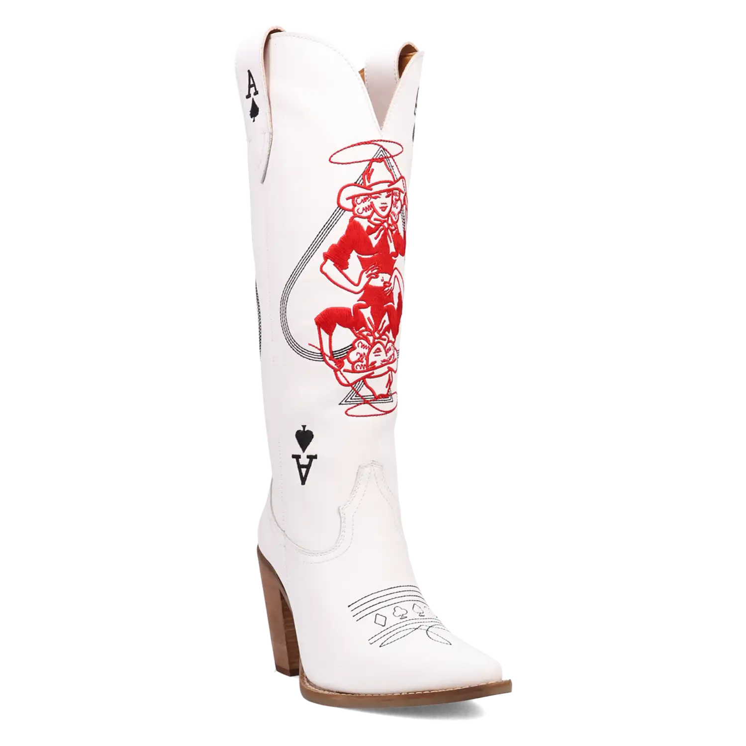 Dingo Ace of Spades - Women's Leather Cowgirl Boots White Regular