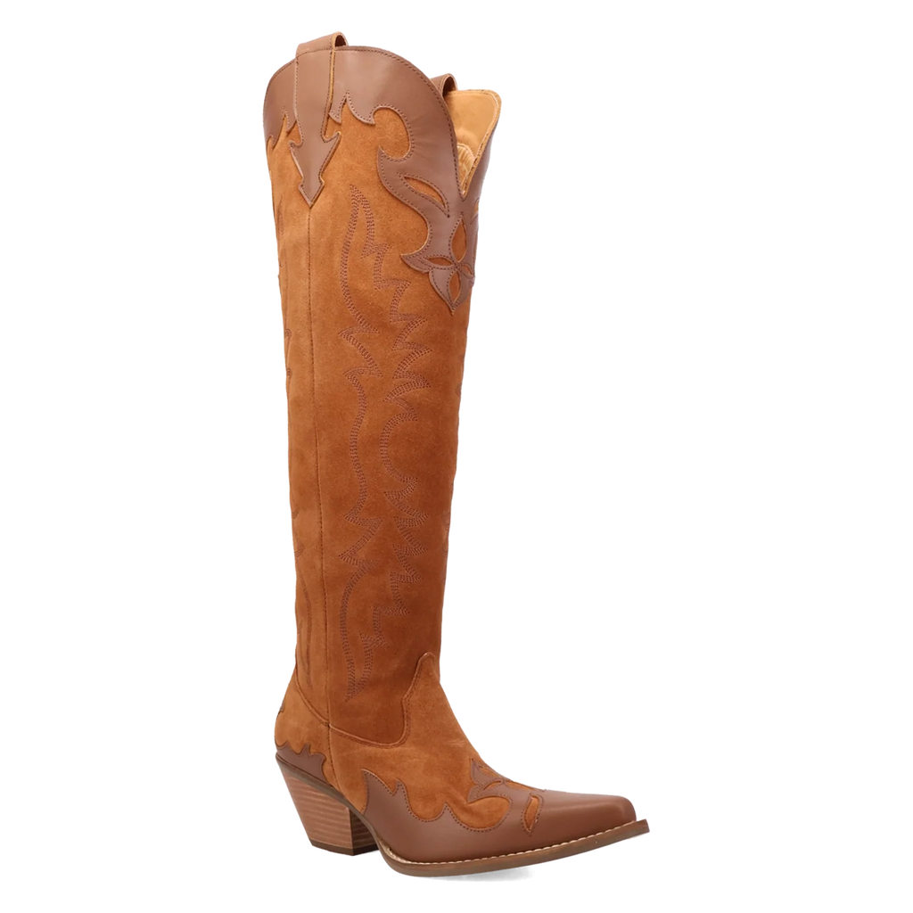 Dingo Drama Queen - Women's Suede Leather Cowgirl Boots Camel Regular