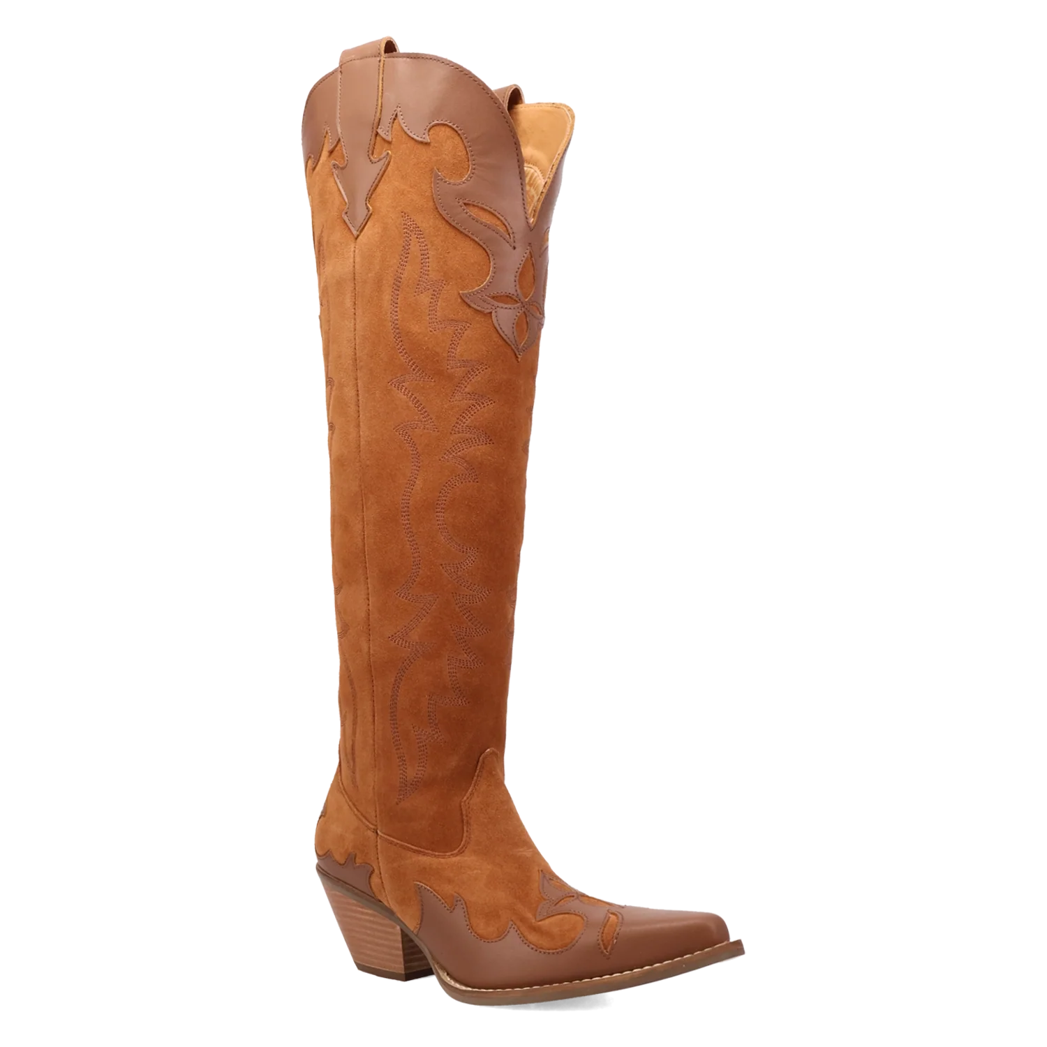 Dingo Drama Queen - Women's Suede Leather Cowgirl Boots Camel Regular