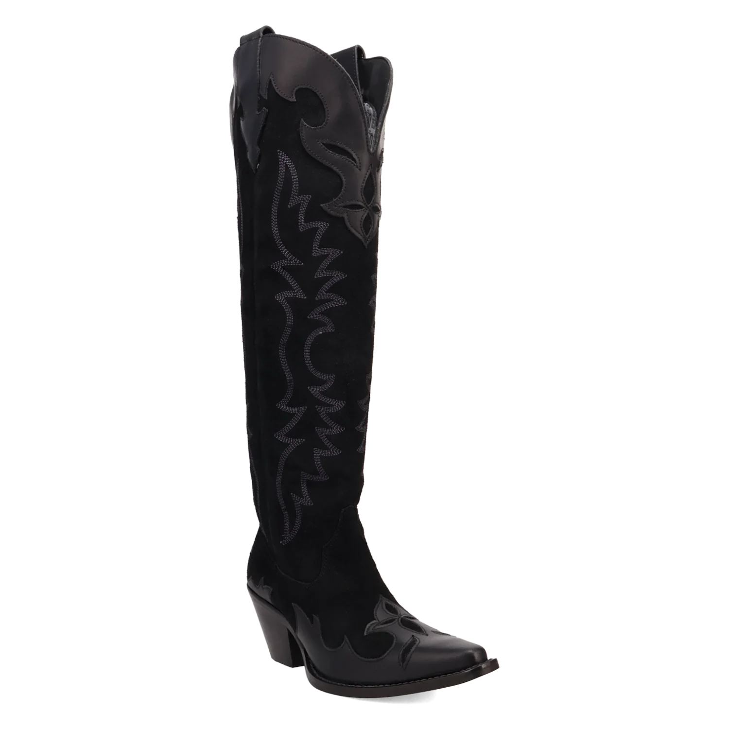 Dingo Drama Queen - Women's Suede Leather Cowgirl Boots Black Regular