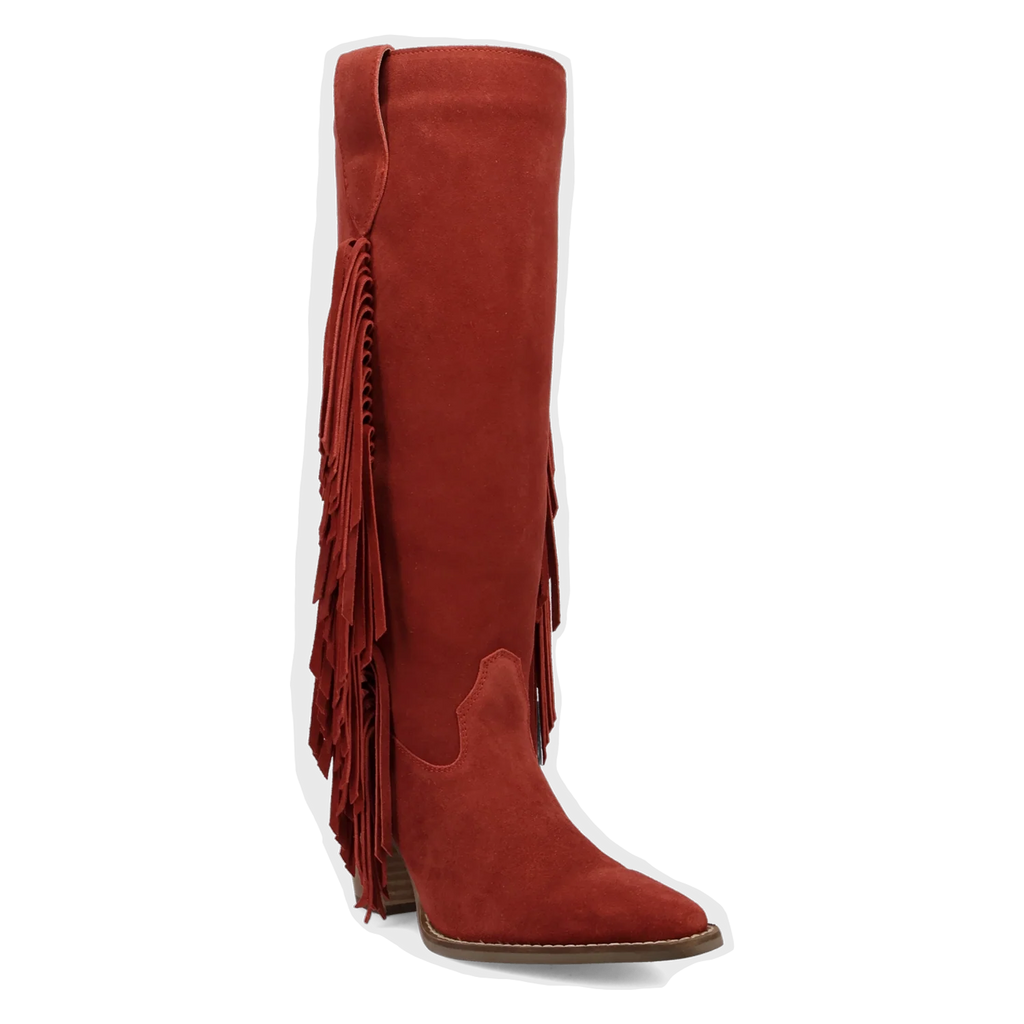 Dingo Twister - Women's Suede Leather Cowgirl Boots Red Regular
