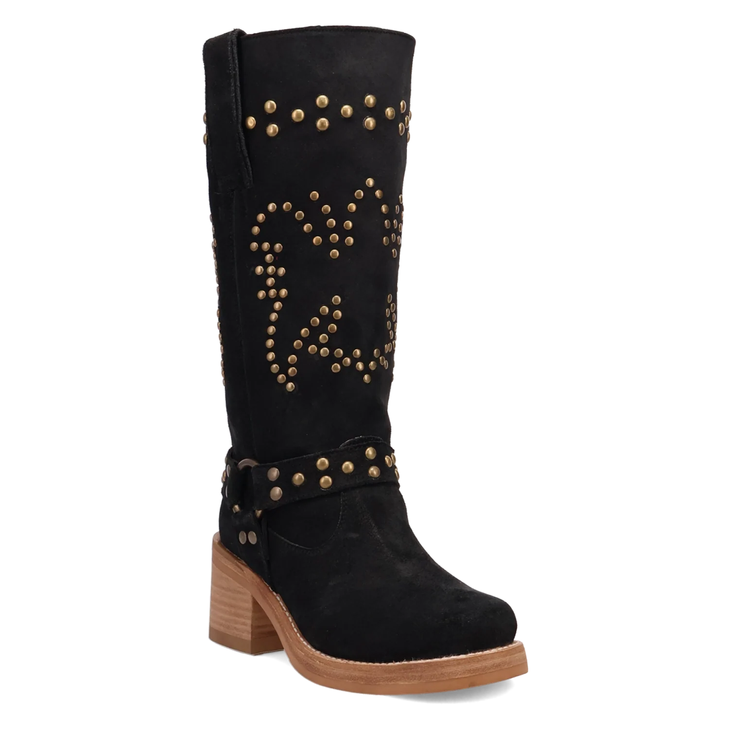 Dingo Troubadour - Women's Suede Leather Cowgirl Boots Black Regular