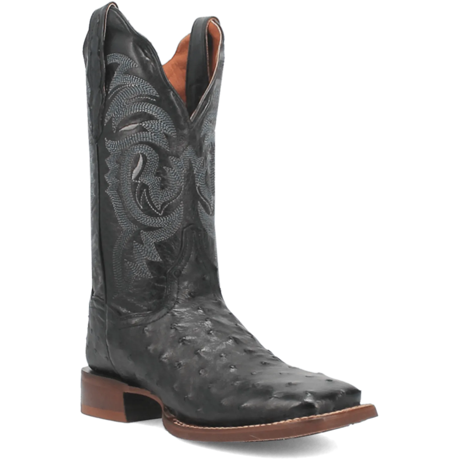 Dan Post Kylo- Womens Ostrich Leather Cowgirl Boots (Closeout) Black 6 Regular