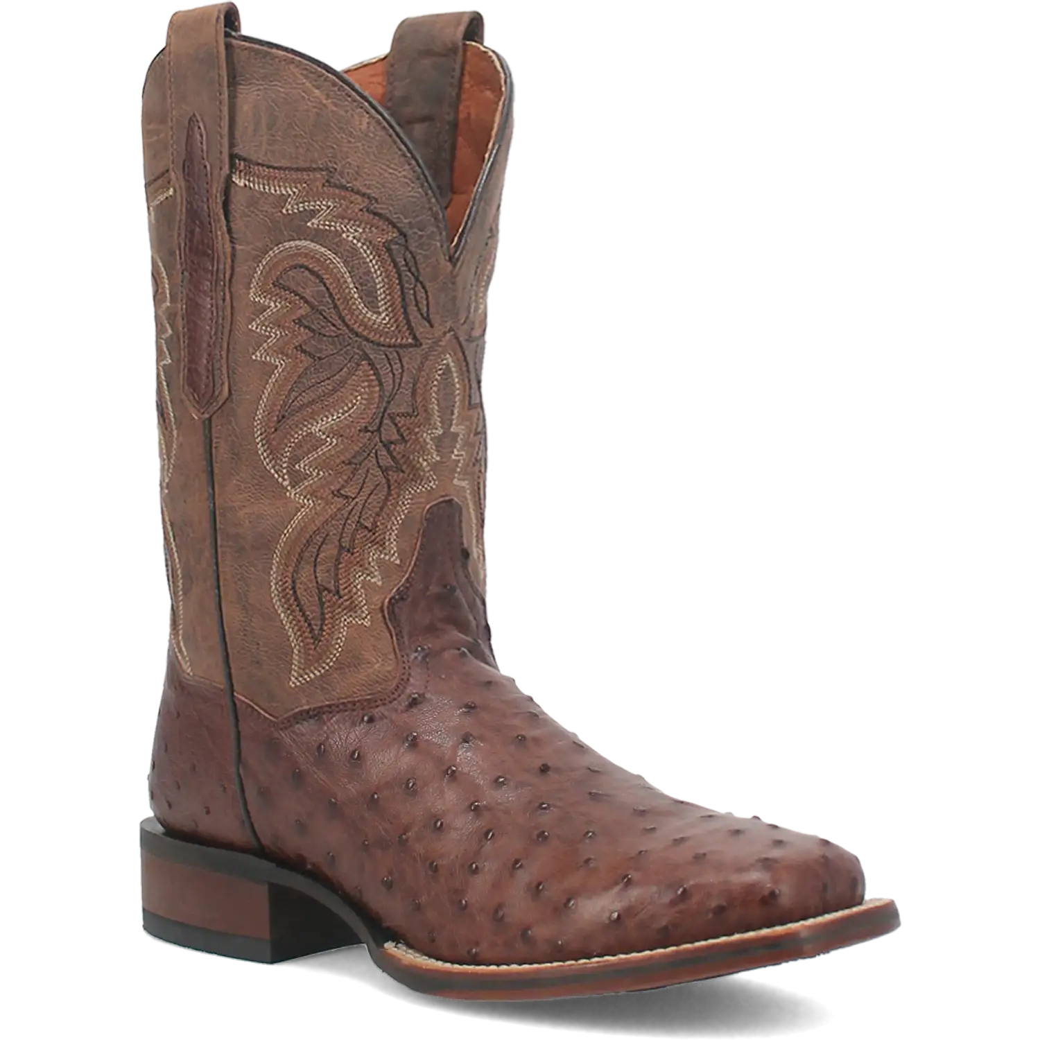 Dan Post Alamosa (Chocolate/Brown) - Men's Ostrich Skin Leather Cowboy Boots Brown