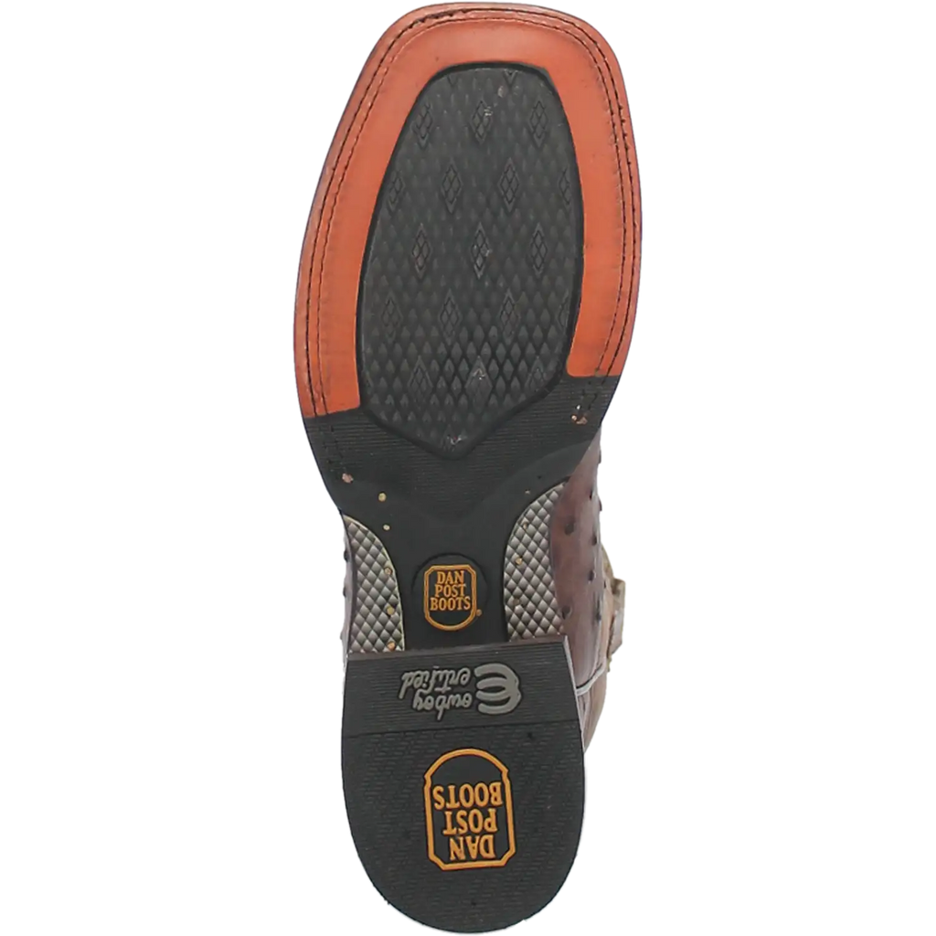 Dan Post Alamosa (Chocolate/Brown) - Men's Ostrich Skin Leather Cowboy Boots