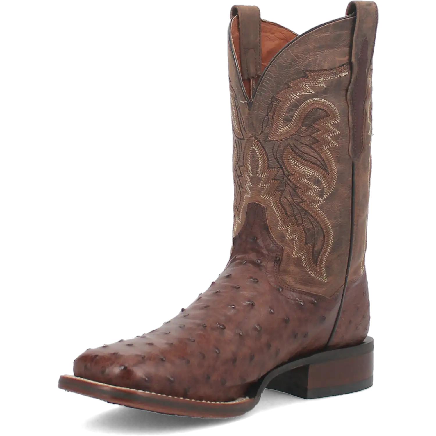 Dan Post Alamosa (Chocolate/Brown) - Men's Ostrich Skin Leather Cowboy Boots