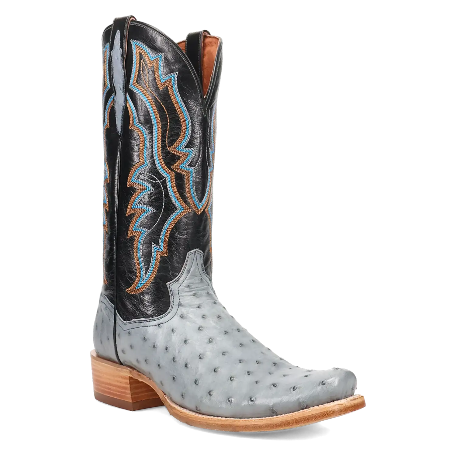 Dan Post Brady - Men's Full Quill Ostrich Leather Cowboy Boots Black