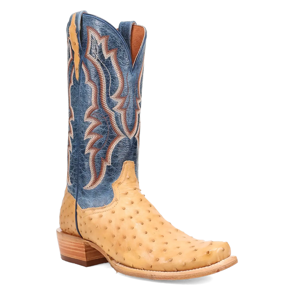 Dan Post Brady - Men's Full Quill Ostrich Leather Cowboy Boots Blue