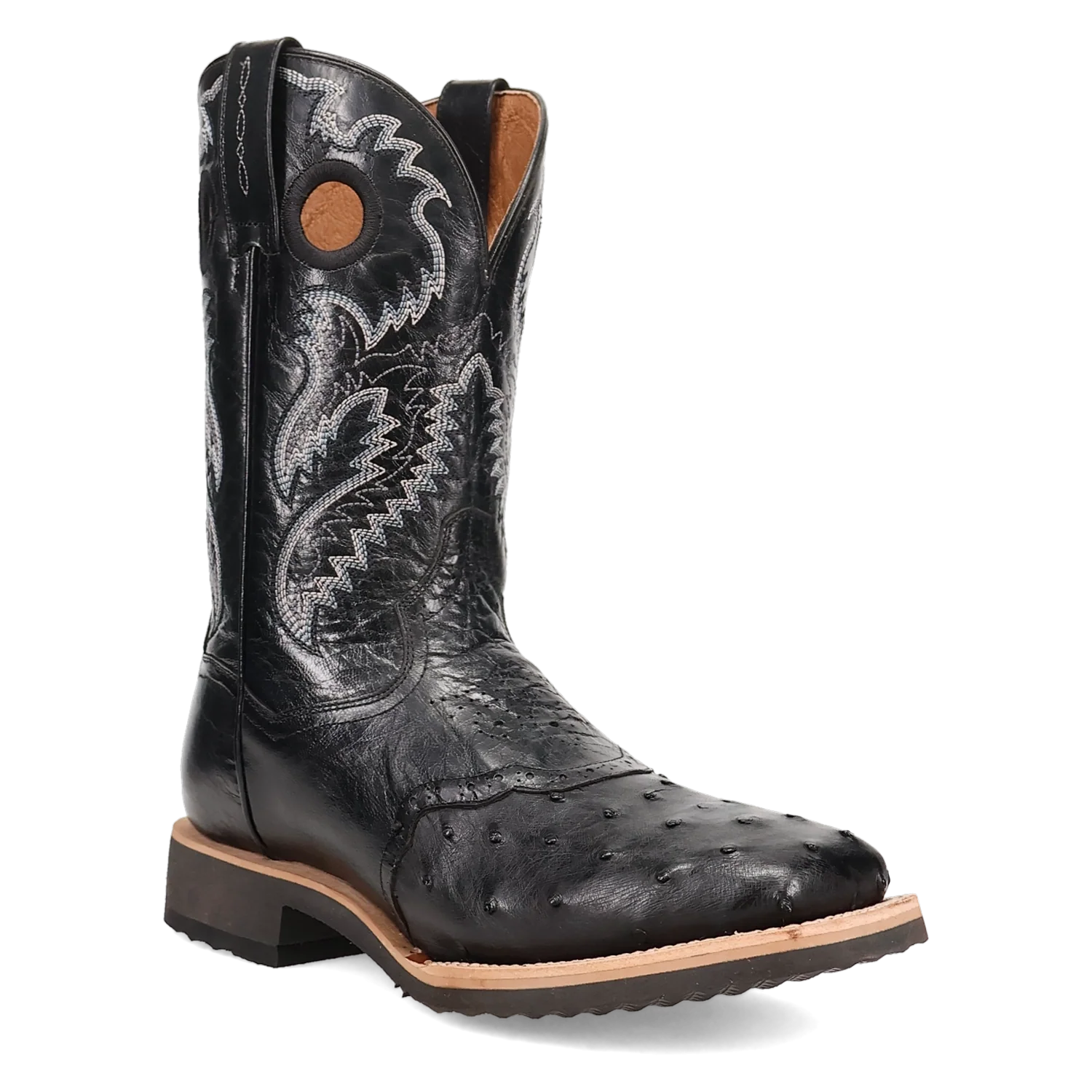 Dan Post Martel - Men's Ostrich Skin Leather Cowboy Boots Black