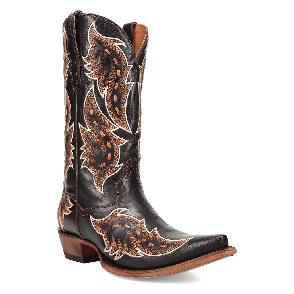 Dan Post Racer - Men's Leather Cowboy Boots Black