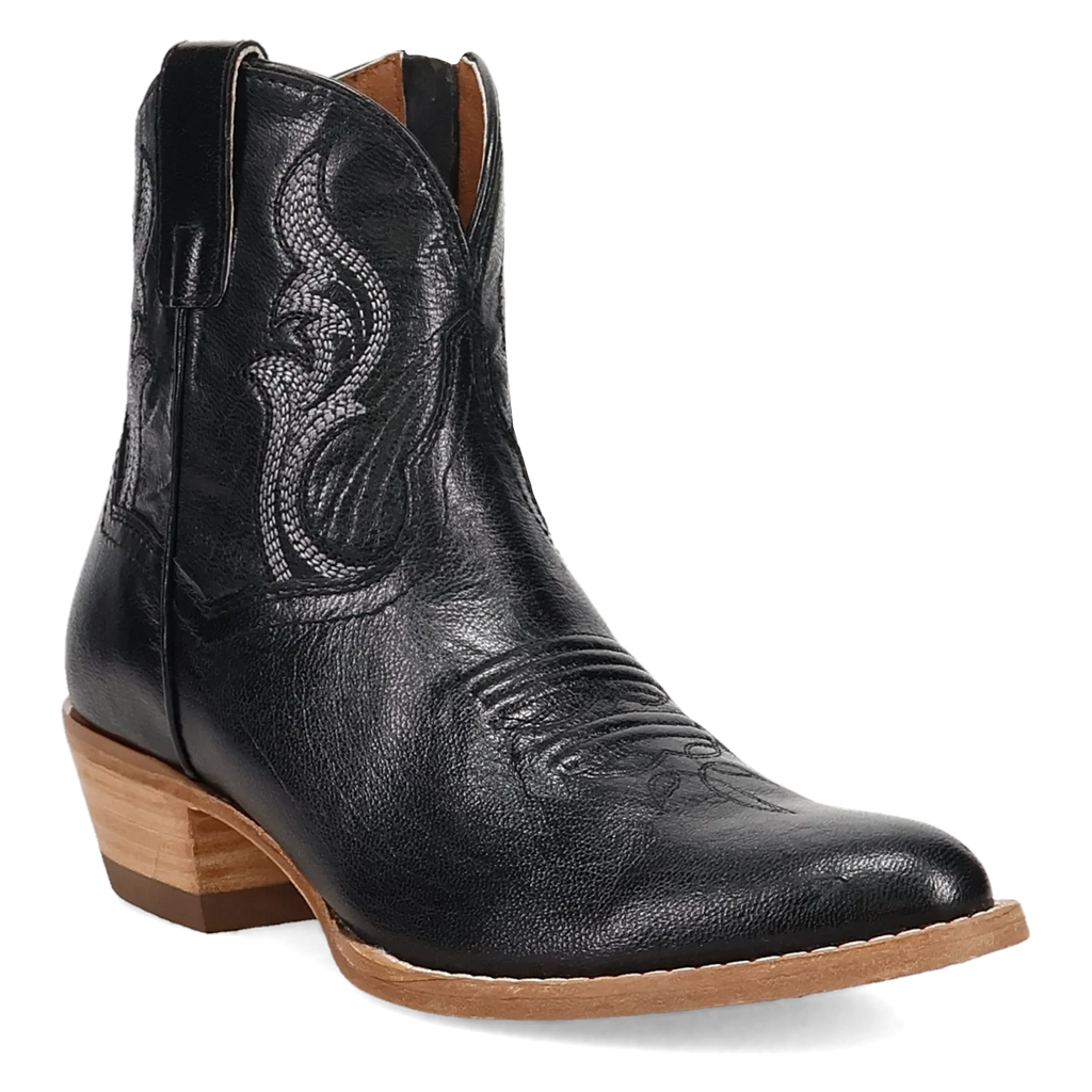 Dan Post Rustic Charm - Women's Leather Cowboy Booties Black Regular