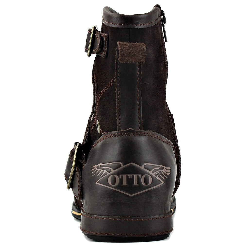 OSSTONE Men's Genuine Leathe Ankle Boots 5008-1-Dbrown