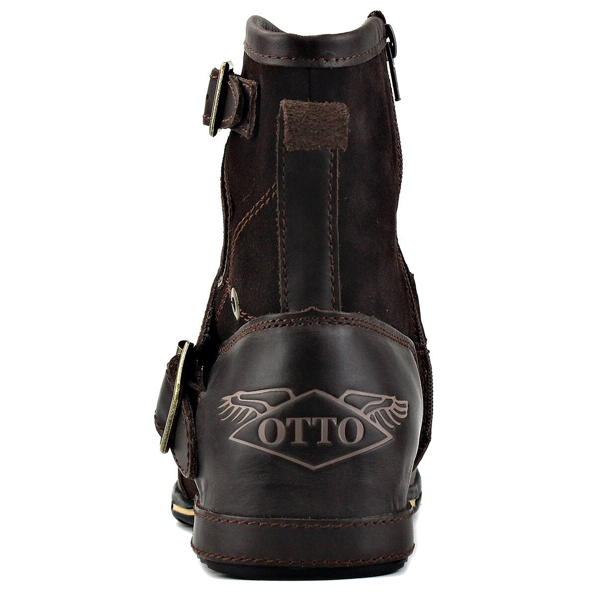 OSSTONE Men's Genuine Leathe Ankle Boots 5008-1-Dbrown