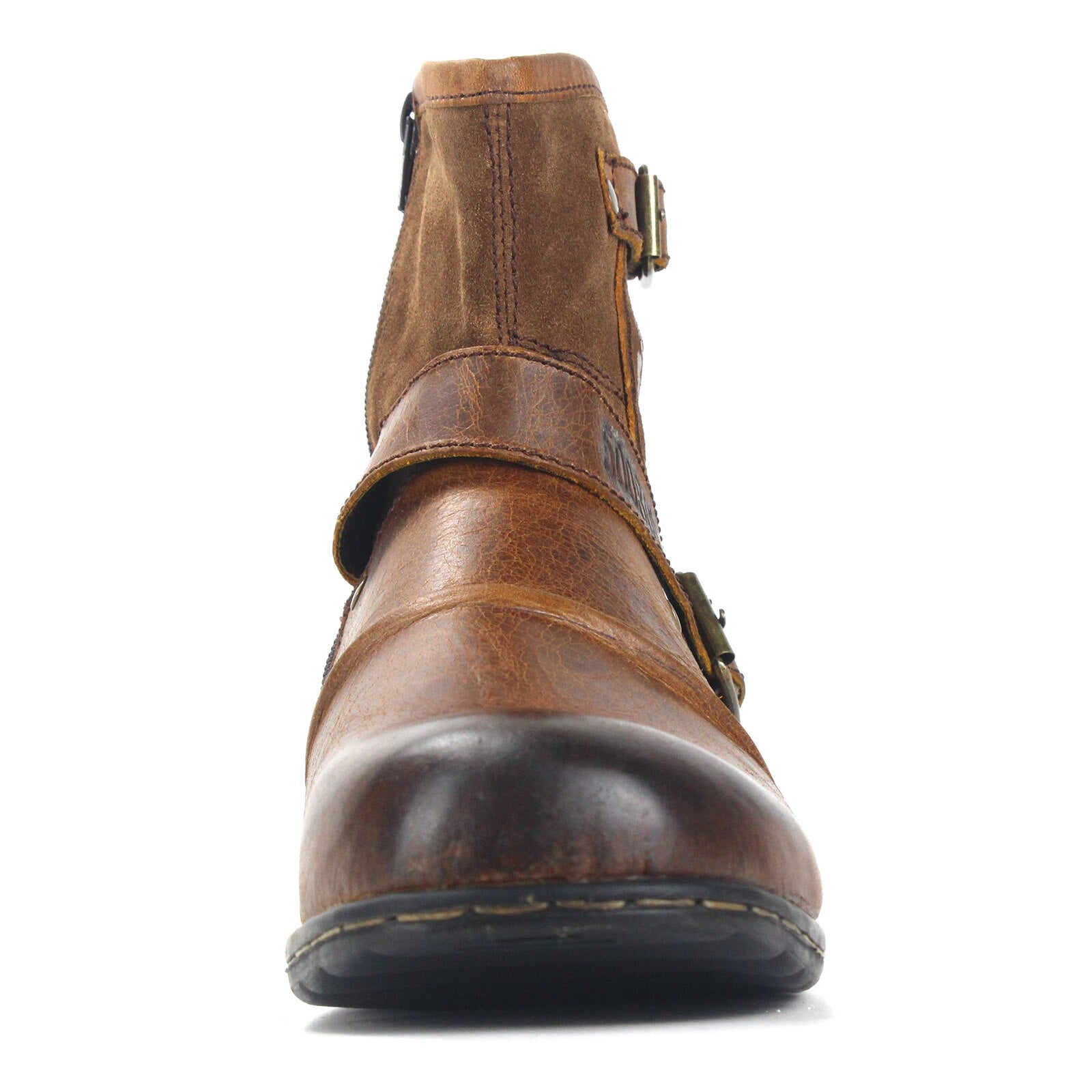 Men's Genuine Leather Ankle Boots-Brown
