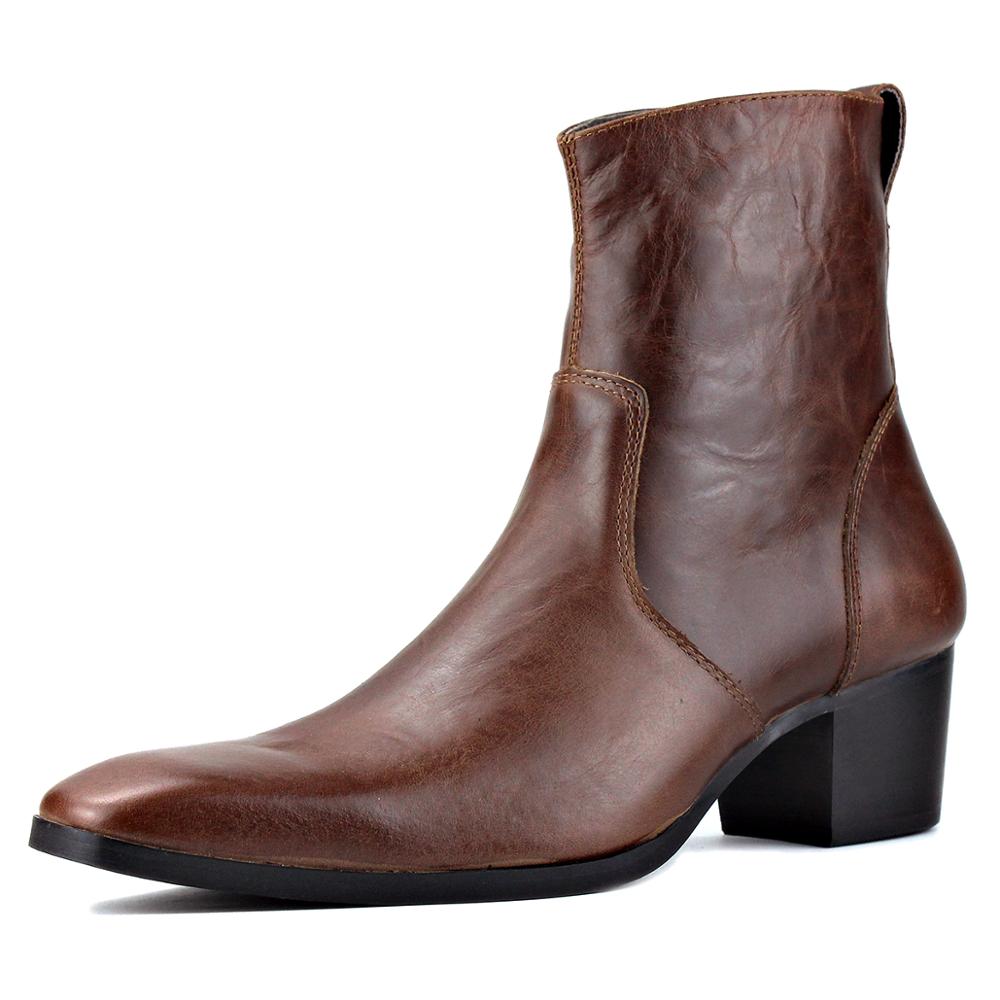 Calfskin Zipper High Heel Chelsea Boots