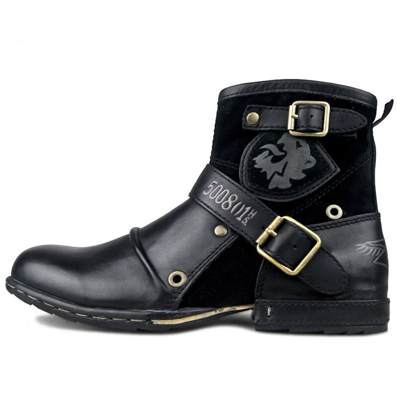 OSSTONE Men's Genuine Cow Leather Ankle Boots 5008-1