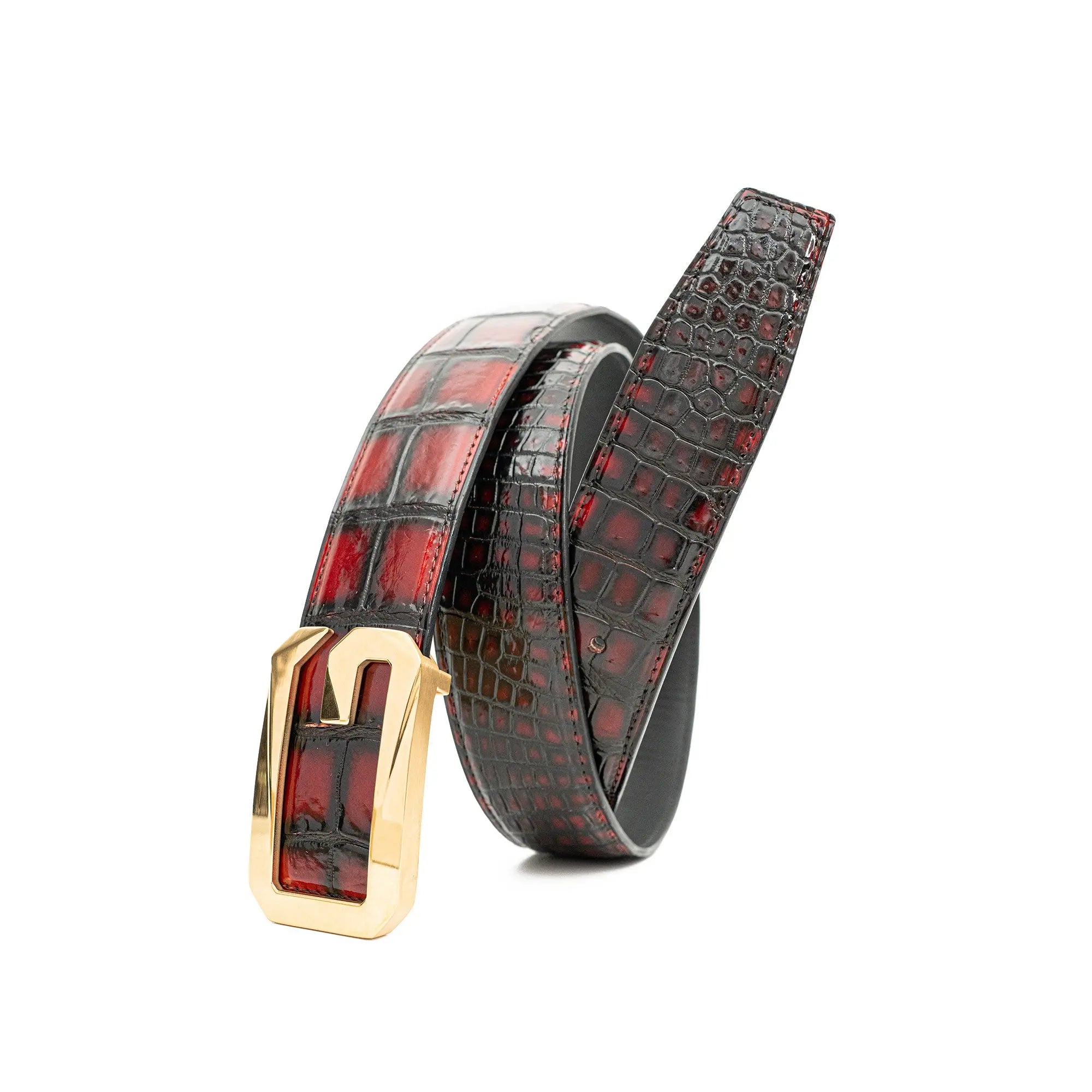 Handcrafted Alligator Leather Belts DVG02 Gold buckle