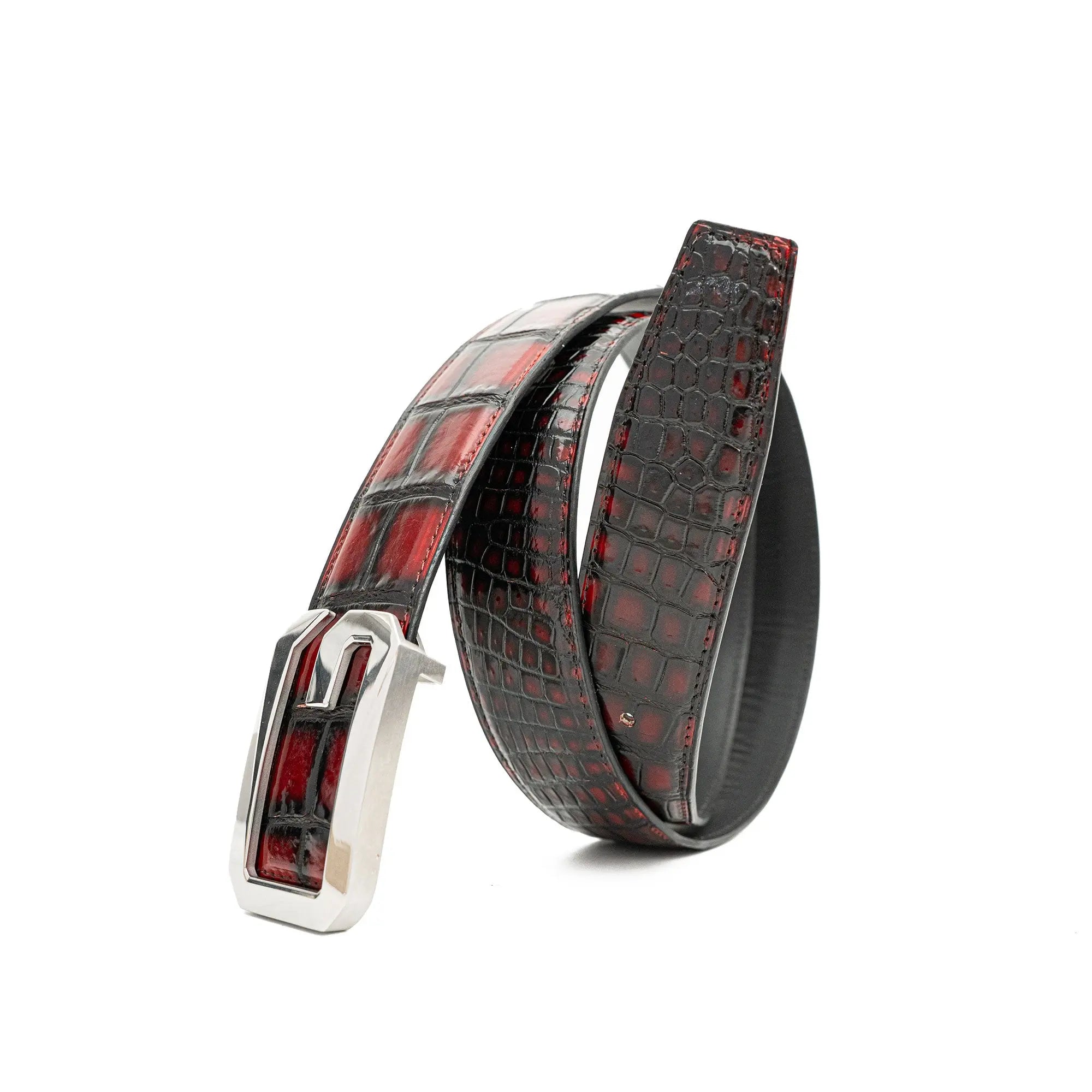 Handcrafted Alligator Leather Belts DVG02 Silver buckle